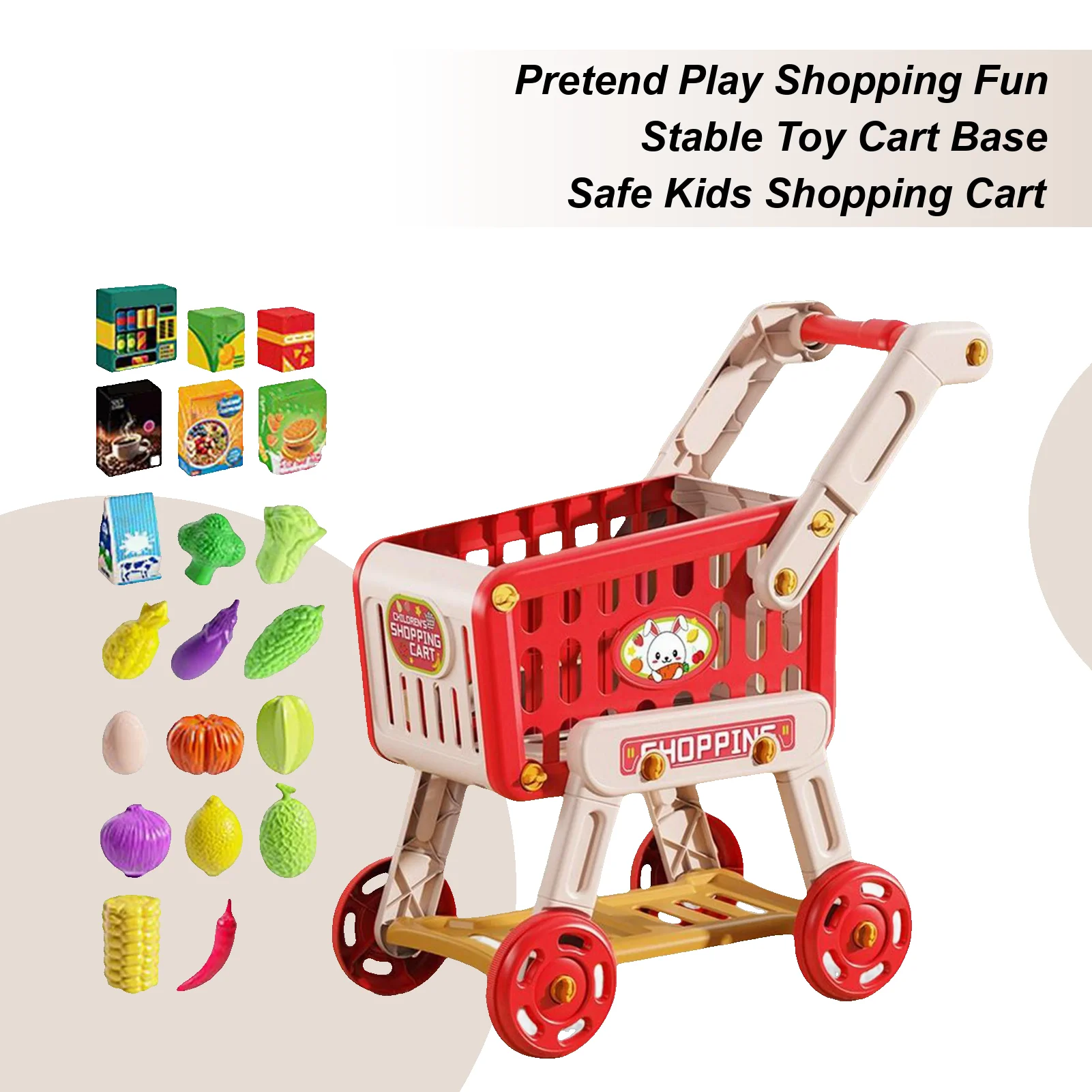 Crianças carrinho de compras crianças jogar carrinho de compras brinquedo acessórios de cozinha fingir jogar brinquedos educativos comida falsa para meninos meninas