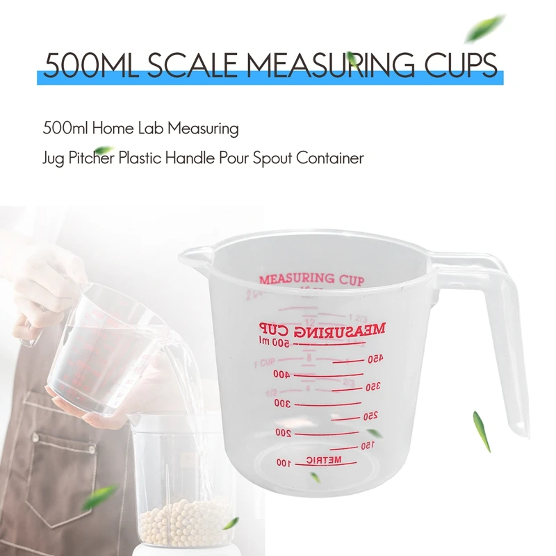 500ml Home Lab misurino brocca manico in plastica versare contenitore beccuccio