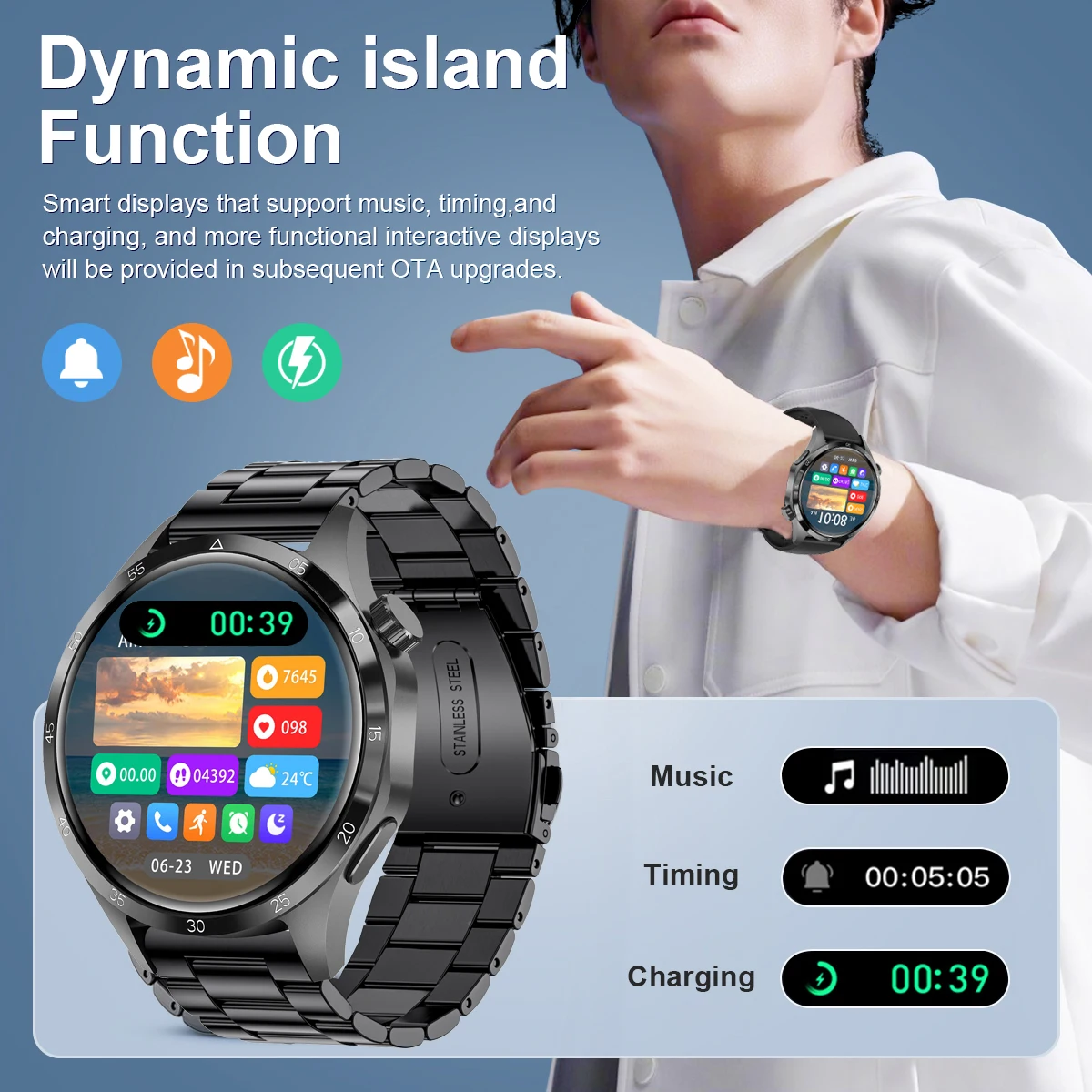 GT4 Pro + Smartwatch para homens, relógios esportivos, trajetória GPS, tela 3D 460x460, NFC, IP68 impermeável, novo, 2022