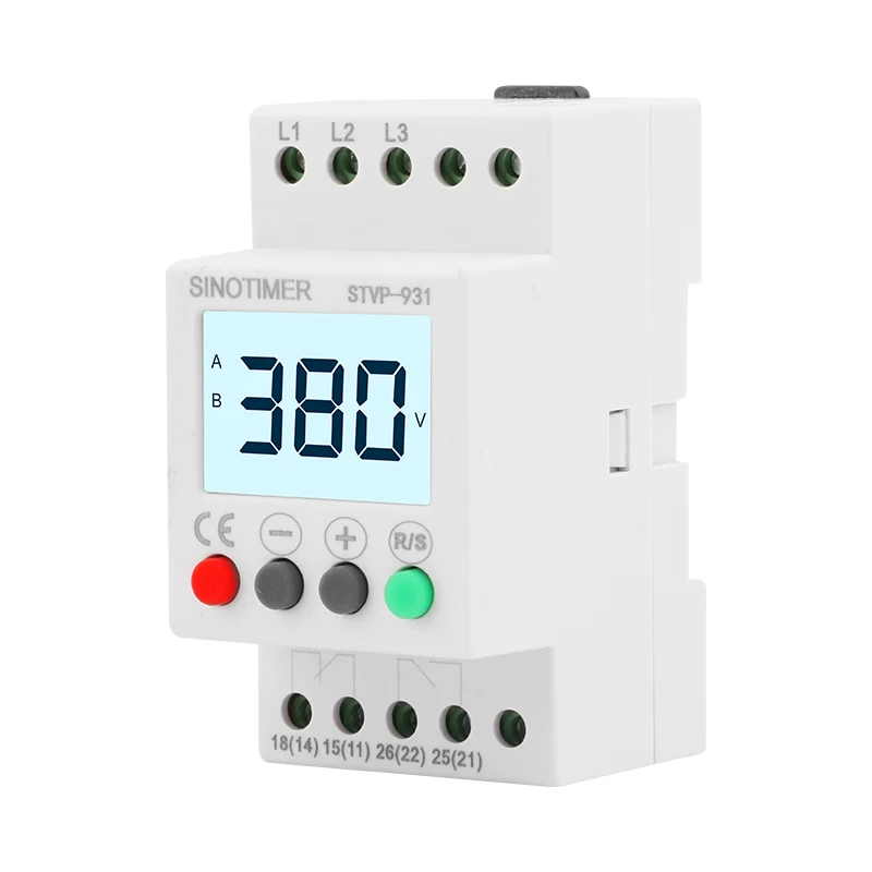 Din Rail Adjust 3 Phase 380V Voltmeter Over Under Voltage Monitor Sequence Protector Overvoltage Meter Protective Devices Relay