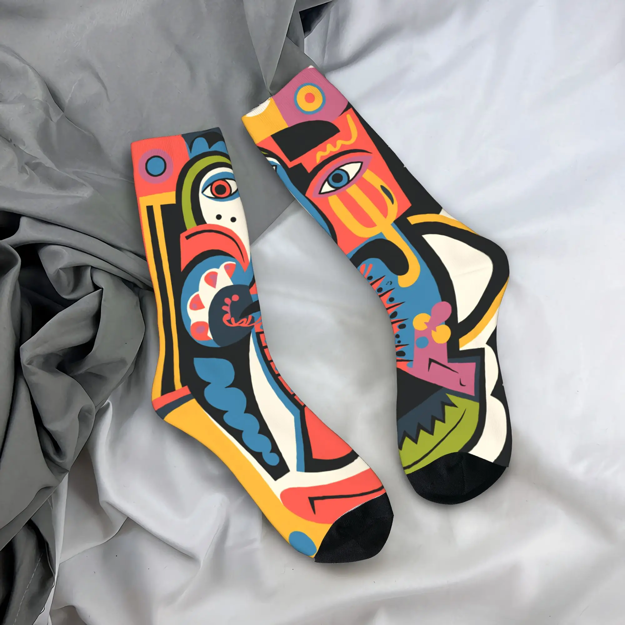 

Носки Pablo Picasso на заказ, зимние чулки, забавные мужские удобные носки унисекс, нескользящие носки для бега с графикой
