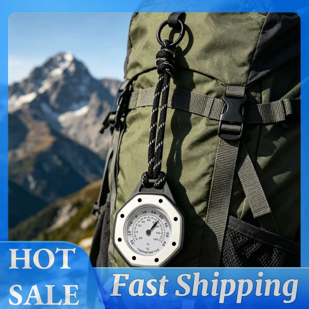 Octagonal Mechanical Thermometer Pointer Celsius Fahrenheit Thermometers Portable Outdoors Thermometer for Camping Hiking Travel