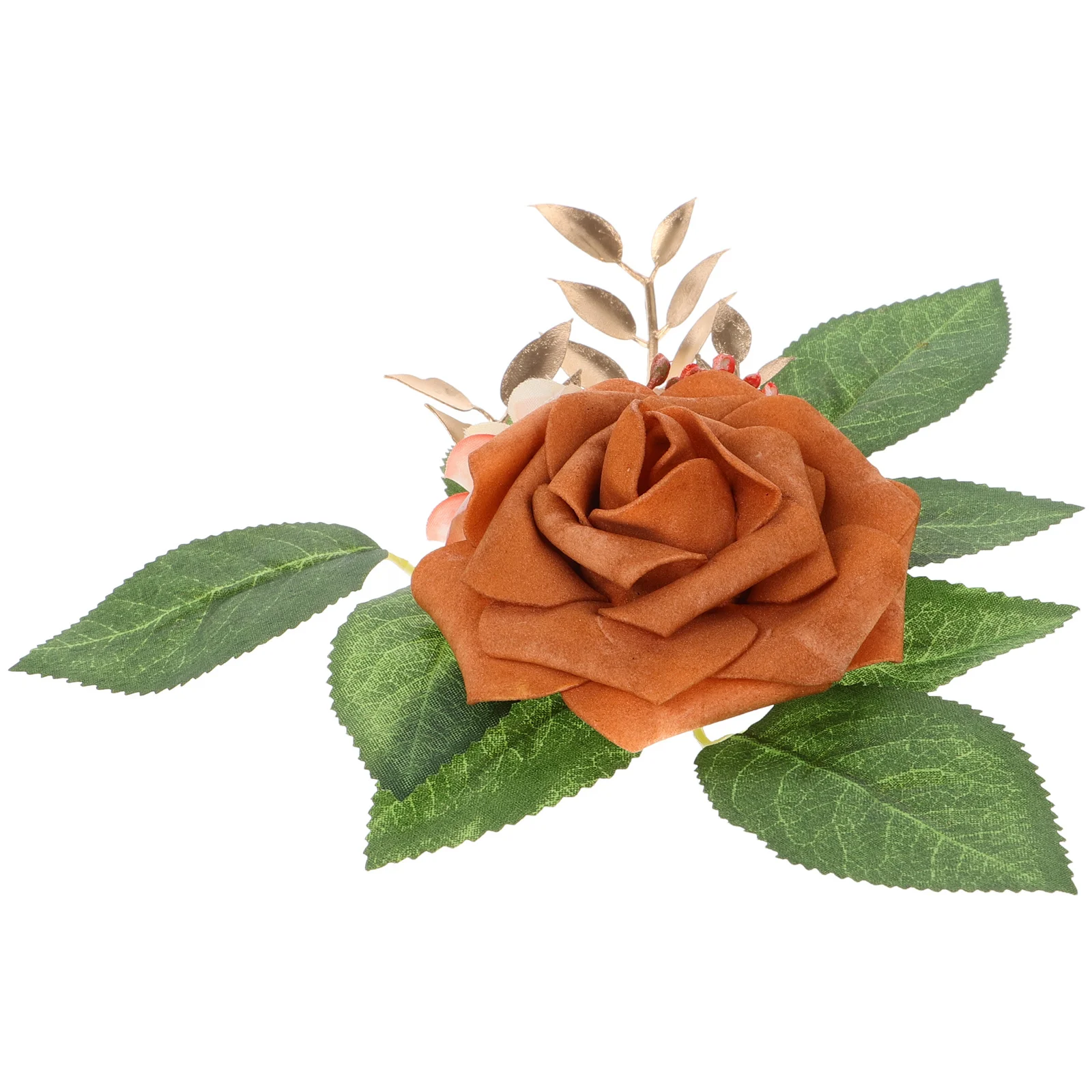 

1pcs Artificial Rose Flowers Burnt Orange Faux Roses Soft Petals Lifelike Wedding Bouquet Fall Cake Topper Home Decor Floral