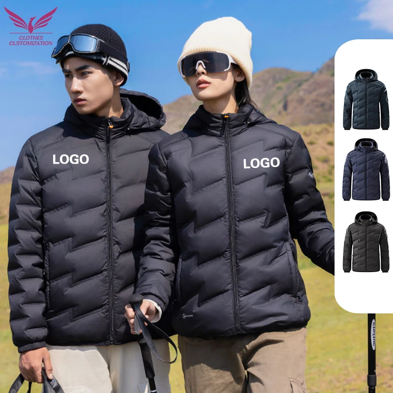 Custom White Duck Down Winter Warm Puffer personality customization Waterproof High Quality Outdoor Thick Coat Jacket print logo