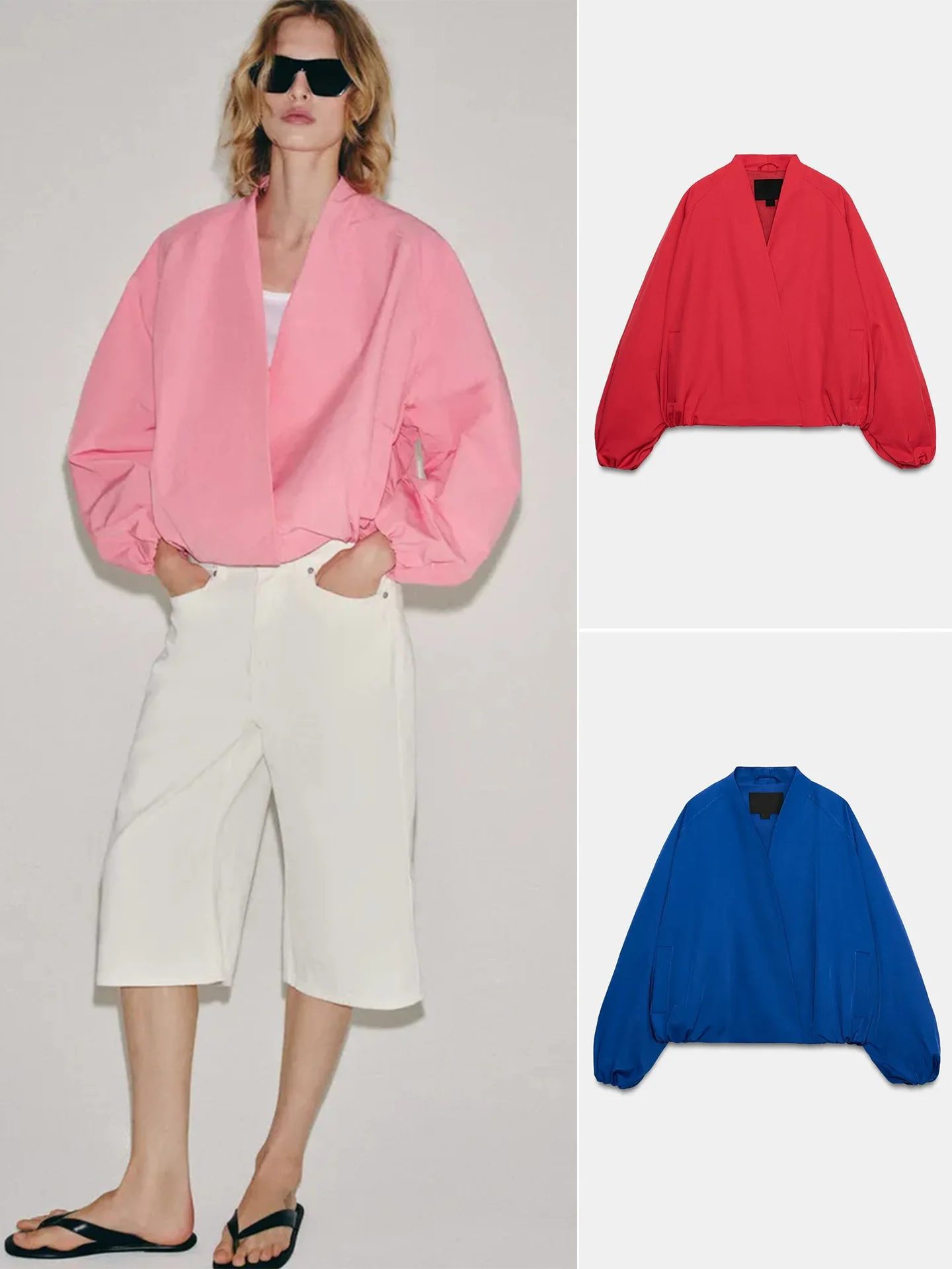 Fall New Arrival Women's Simple V-Neck Long Sleeve Double Breasted Pilot Jacket Outerwear French Style Polyester Fiber Short ...