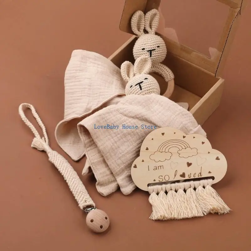 

BX0D набор 5pcs Baby Успокаивающее одеяло, утихивая полотенца, отрыжка для полотенца и зубы Массаж