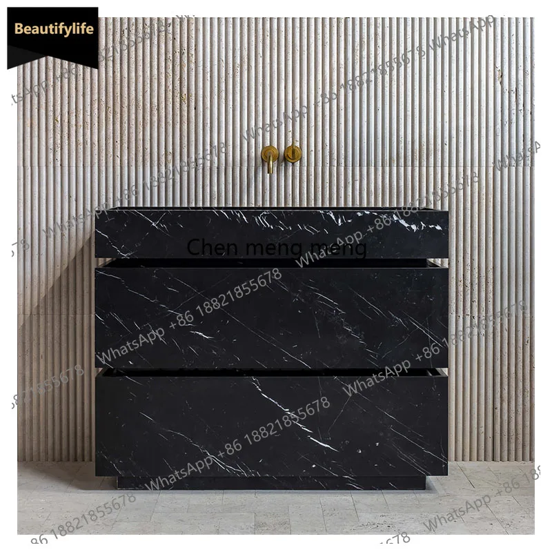 C85 French Style Floor-Standing Vanity: Luxury Stone Slab Bath Cabinet w/ Top or Undermount Sink, Antique Marble Look Bathroom S