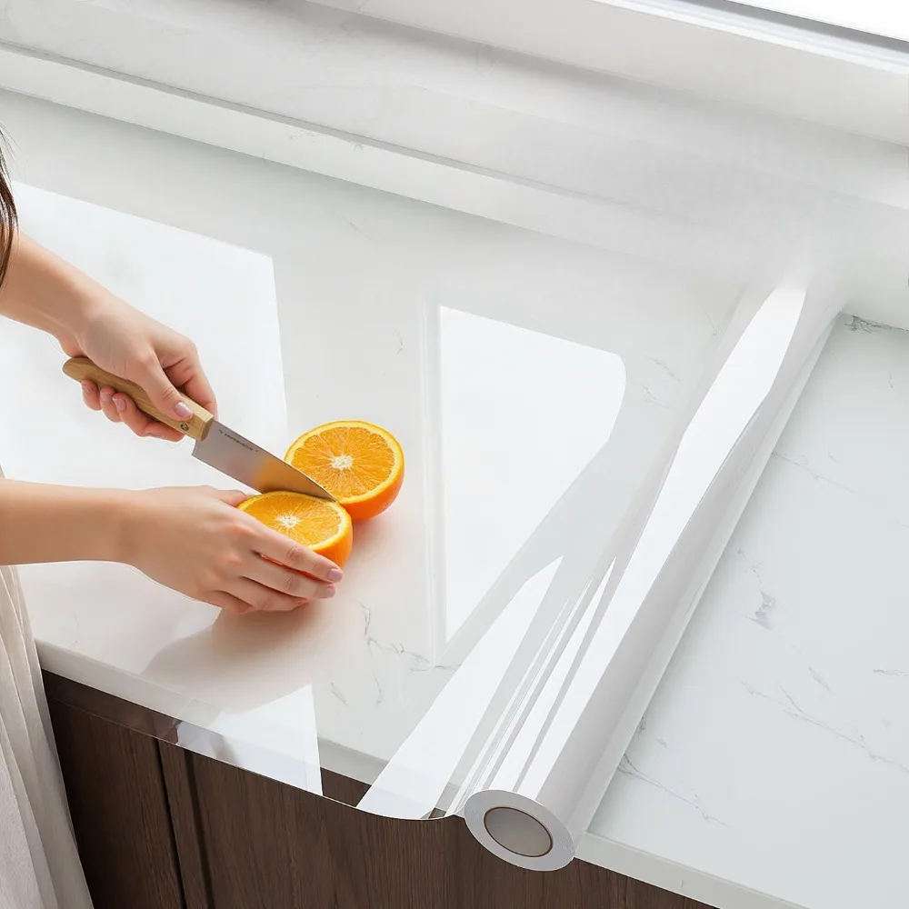 Extra-thick PVC Countertop Protective Film High Temperature Oil-proof Sticker for Stove Marble Desktop Surface Makeover