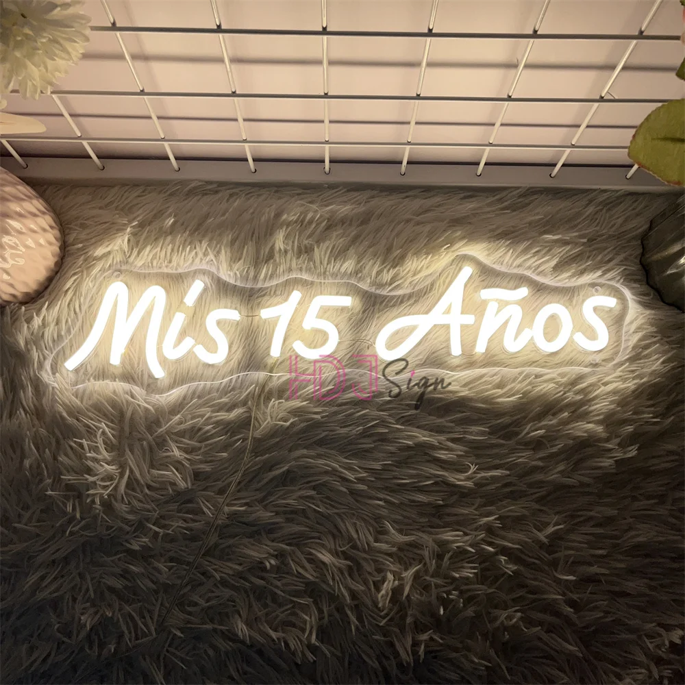 

Неоновая светодиодная вывеска Mis 15 Anos, декор для вечеринки, комнаты, настенный декор, неоновые огни с днем рождения, USB, декор для спальни, украшение, неоновые вывески, подарок