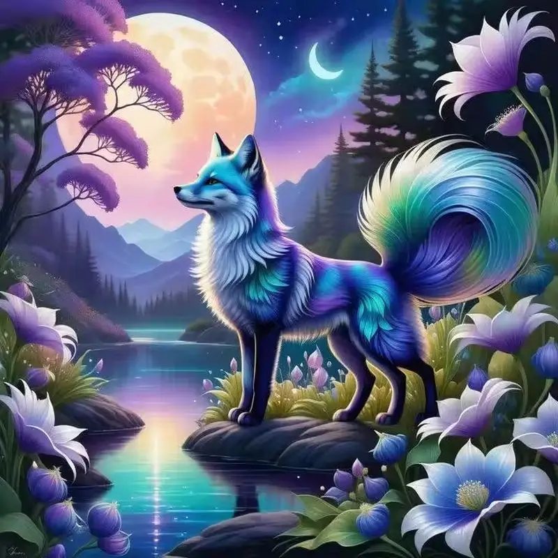 

GATYZTORY Diamond Painting Fox Animals Diamond Mosaic Full Cross Stitch Full Square Round Rhinestone Pictures Home Decor