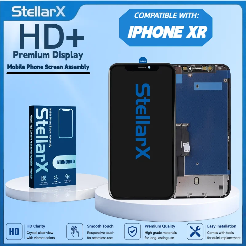 StellarX HD+ High Resolution Display Screen Replacement for iPhone XR Full Display Assembly Repair Parts with Free Tools