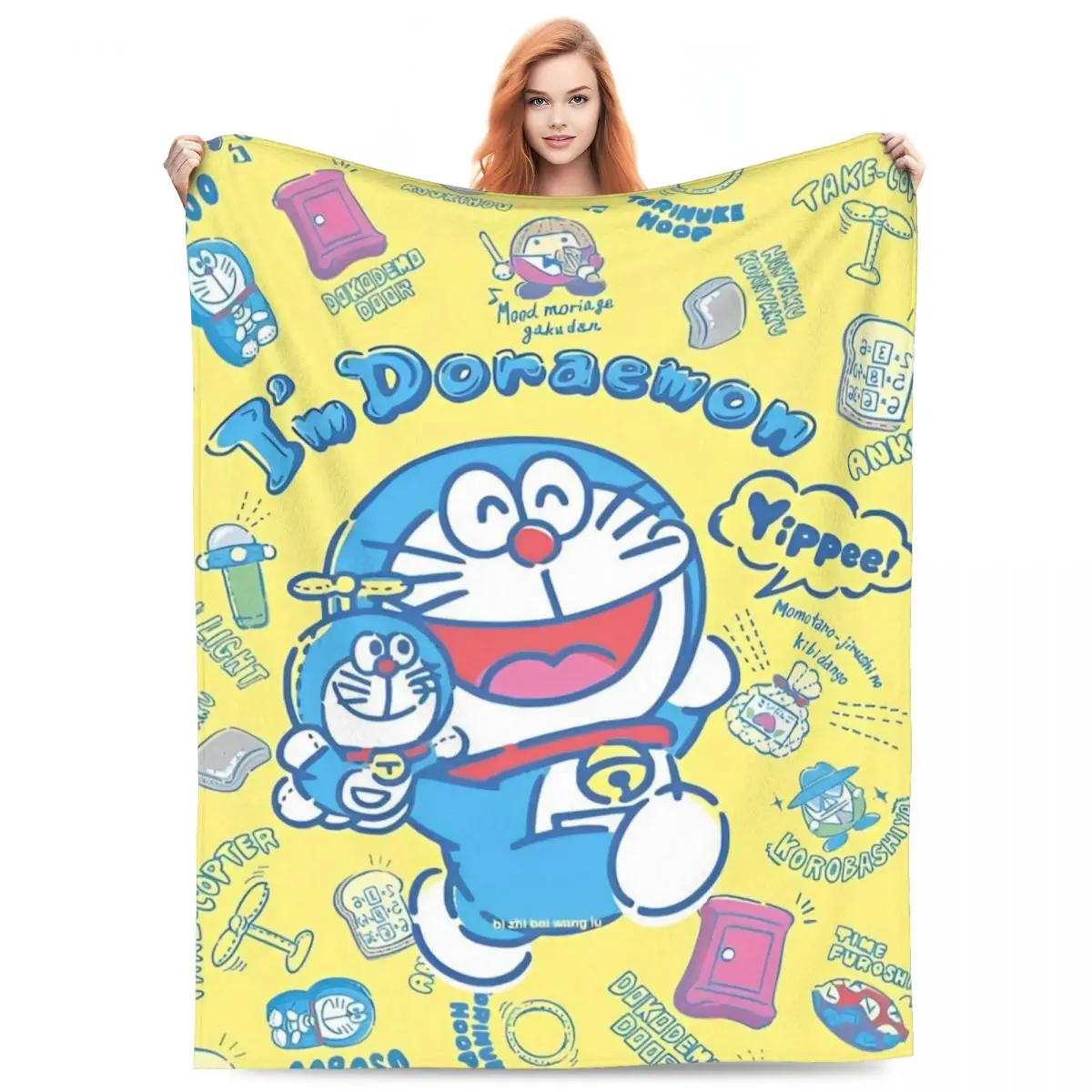 Cartoon D-Doraemon Blanket Picnic Flannel Throw Blanket For Couch Chair Sofa Bed Super Soft Custom Quality Bedspread Gift Idea