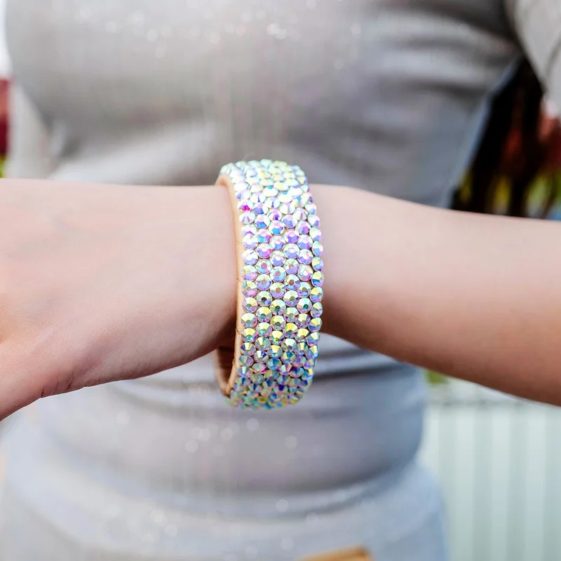 Brazalete de diamantes de imitación para danza del vientre, pulsera abierta, accesorios de rendimiento, joyería, nuevo