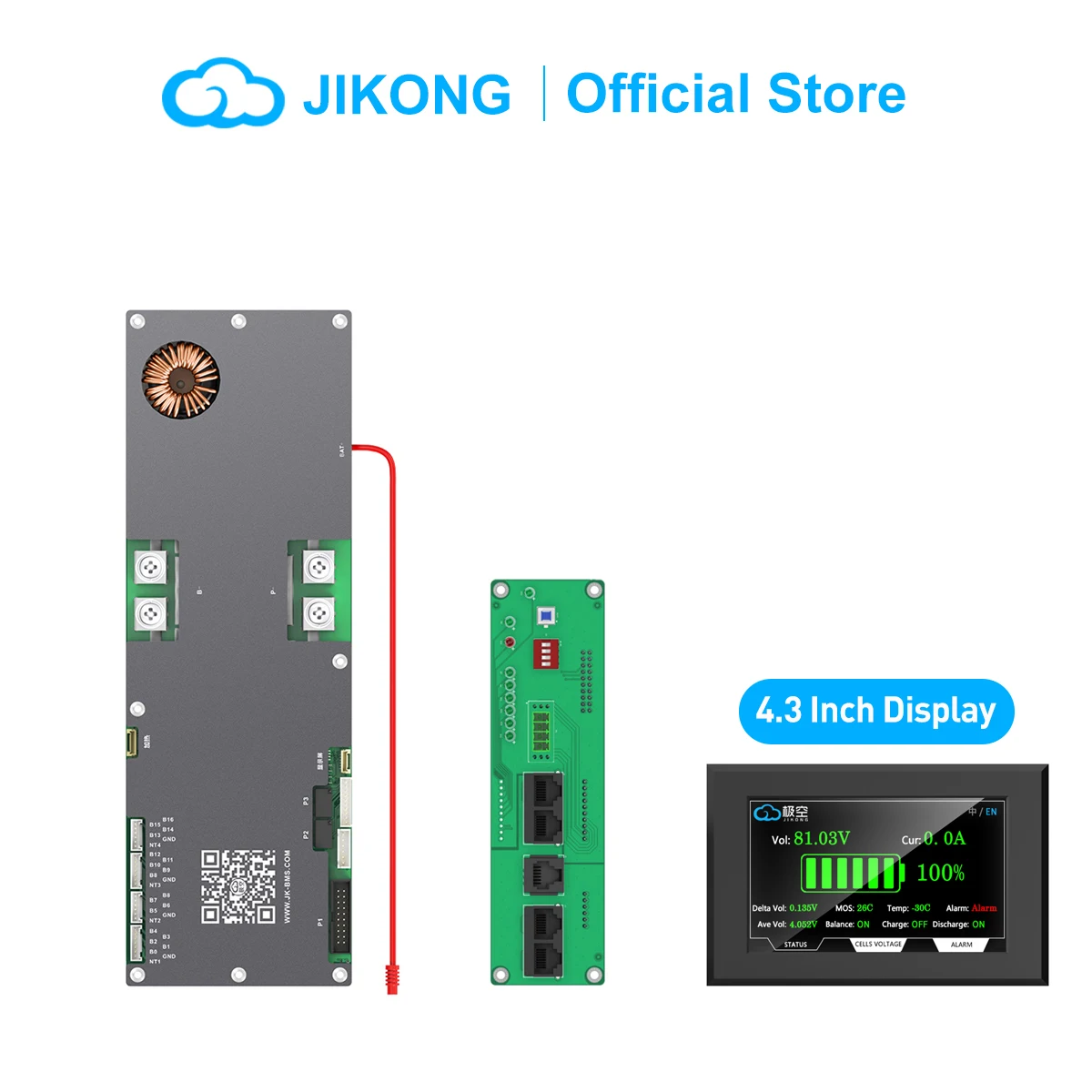 JIKONG Smart BMS+4.3 Display Monitor Lifepo4 Li-ion LTO BMS Inverter 8S 16S 24V 48V Family Energy Storage JIKONG Accessories