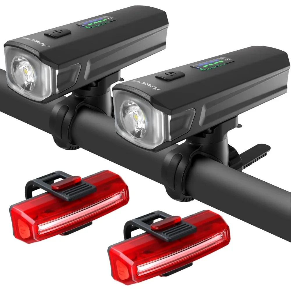 

2 Pack Bike Lights for Night Riding, 1200 Lumen Bicycle Front Headlight and Back Taillight with 4+5 Light Modes, USB Rechargeabl