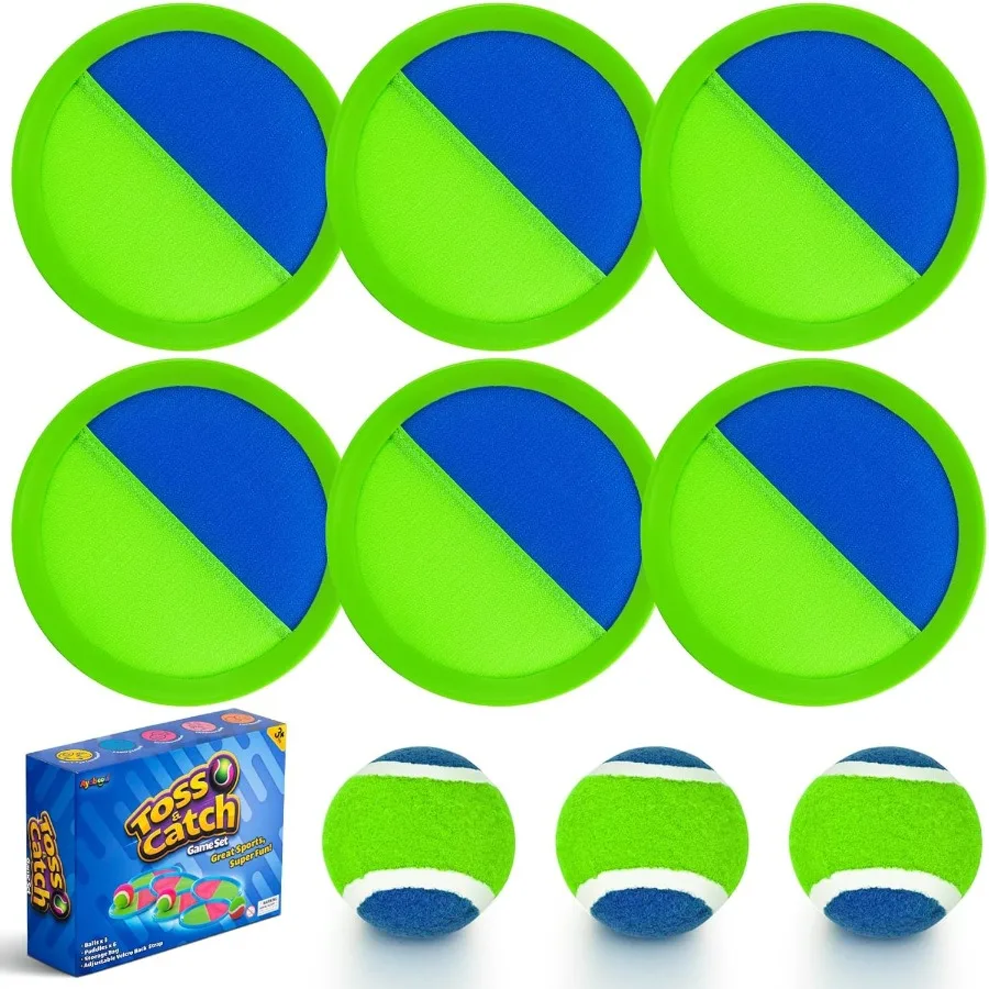 Toss and Catch Ball Game Outdoor Beach Pool Toys for Games 6 Paddle 3 Balls Pool Beach Lawn Yard Games 3 4 5 6 7 8+ Year Old To