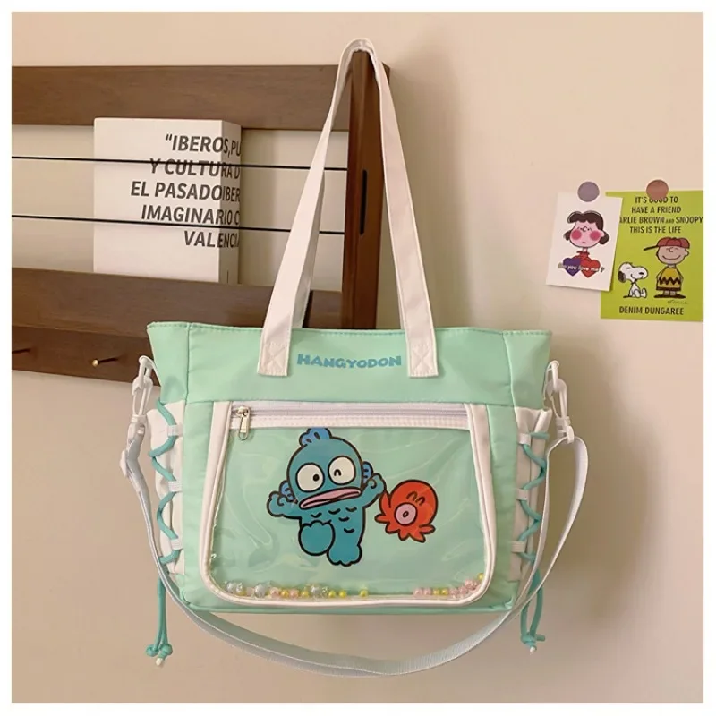 Anime Sanrio Hello Kitty Kuromi torby na ramię Hangyodon torba na ramię Cartoon duża pojemność Tote dziewczęce serce torba podróżna do przechowywania