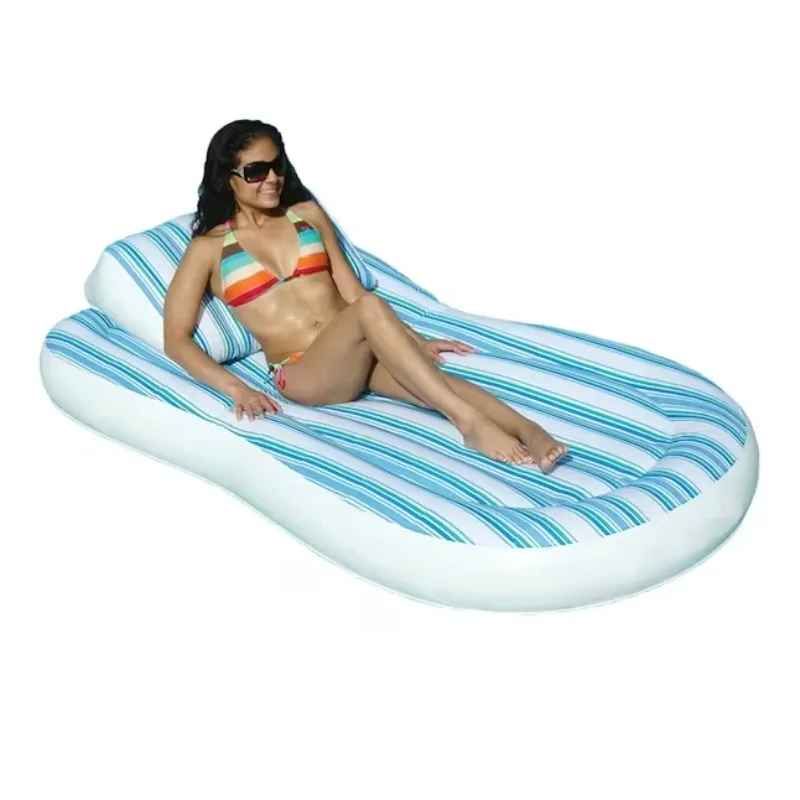 

High Quality Pvc Inflatable Floating Mat Striped Foldable Design Eco Friendly For Water Use