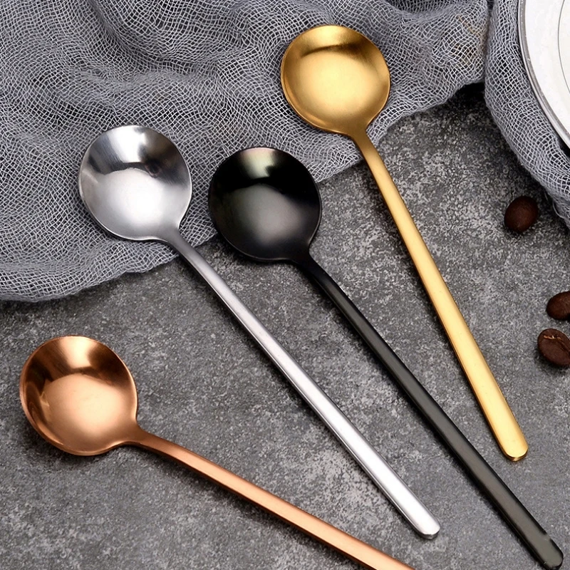 1Pcs Large Size 304 Stainless Steel Coffee Spoon Round Head Spoon Korean Style Spoons Honey Dessert Gift Mixing Spoon