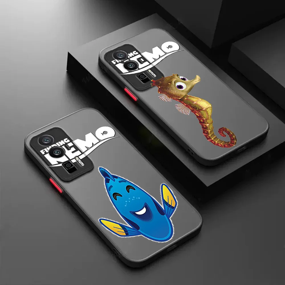 حافظة لهاتف شاومي بوكو F3 X3 X4 X5 Pro M5s Redmi Note13 13c A1 A2 A4 K40 العثور على نيمو لؤلؤة ماتي غطاء شفاف متجمد