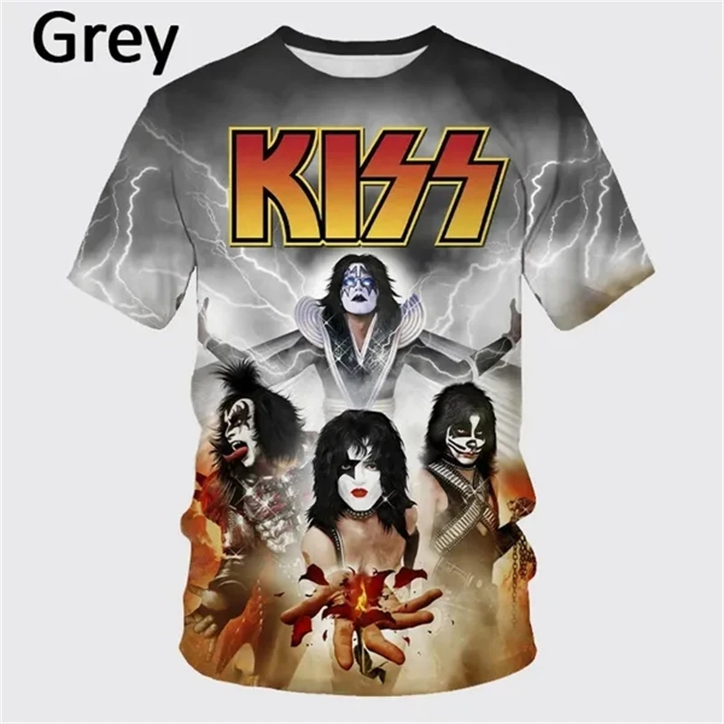 تيشيرت للرجال بموسيقى Kiss ثلاثي الأبعاد وفرقة روك مطبوع برقبة دائرية ، كاجوال ، أكمام قصيرة ، هيب هوب ، haryharoga ، ملابس للنساء ، خمر ، راب ، Y2K