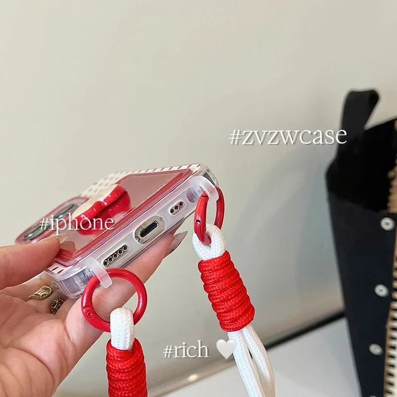 آيفون 16 برو ماكس 15 برو 14 زائد 13 Mini 12 11 X XS XR 7 8 SE لطيف ثلاثية الأبعاد أبل حامل بطاقة الوجه الكرتون جراب هاتف مع الحبل