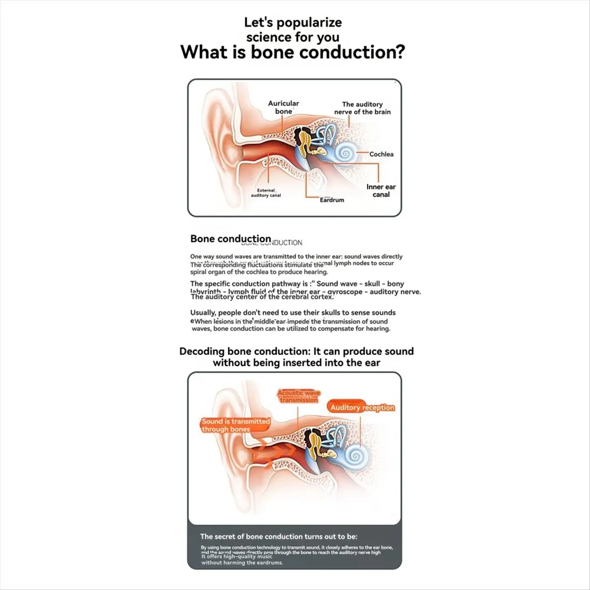 【ELEVATE LIFE】Bone Conduction Music Box Wireless Bluetooth-Compatible Speaker Stereo Under Pillow Improve Sleep Travel