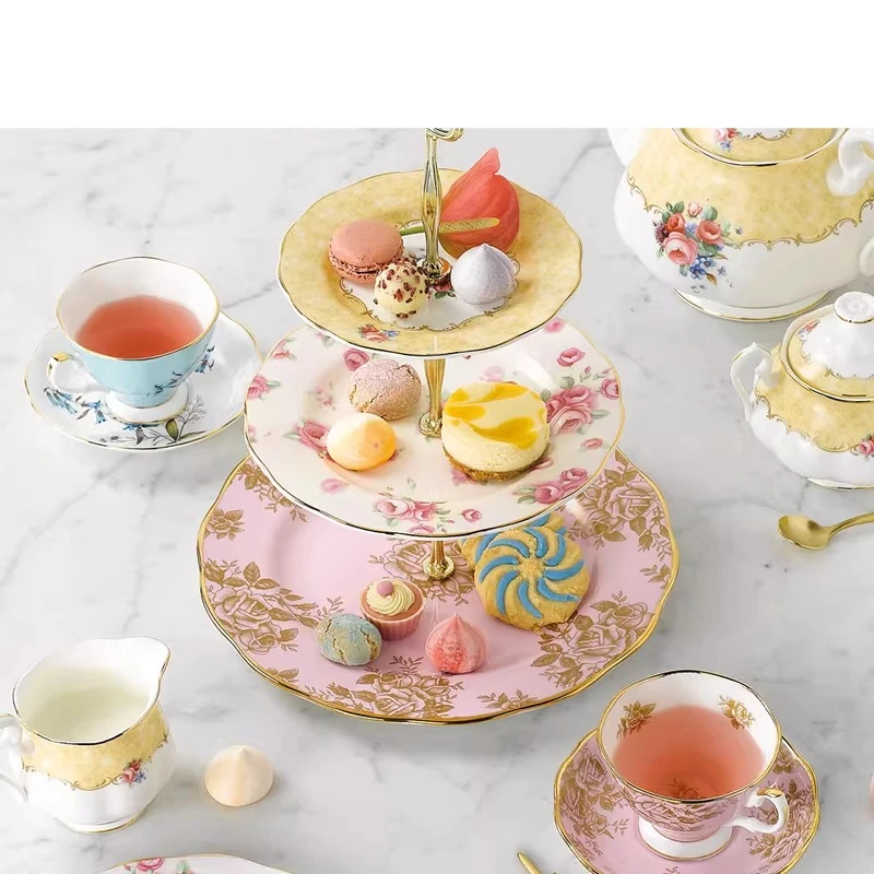 Centennial series bone china dim sum plate/cake stand three-layer European style