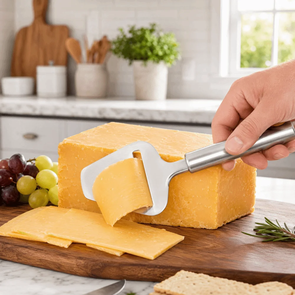 2PCS Stainless Steel Cheese Slicer Long Handle Easy Clean Cheese Plane Hanging Loop Non-Slip Shaver Non Stick Cutting Butter