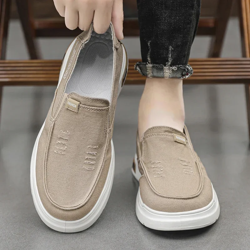 Men Shoes Summer Canvas Shoes Breathable Comfortable Outdoor Slip On Walking Sneakers Classic Loafers For Men