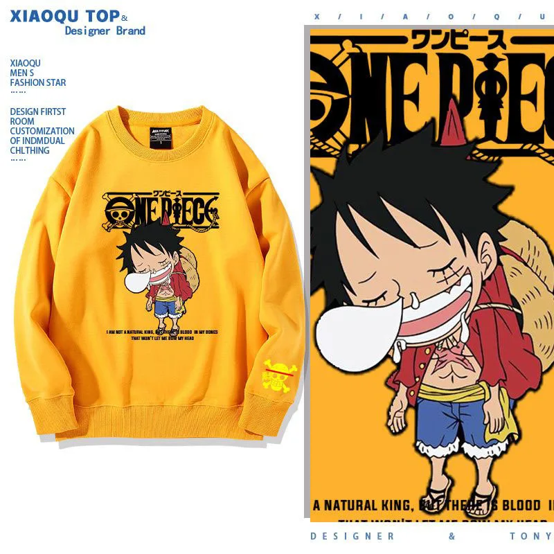 One piece Luffy Anime Peripheral Hooded Sweatshirt for Men and Women Autumn and Winter New Style Long Sleeved Upper Garment