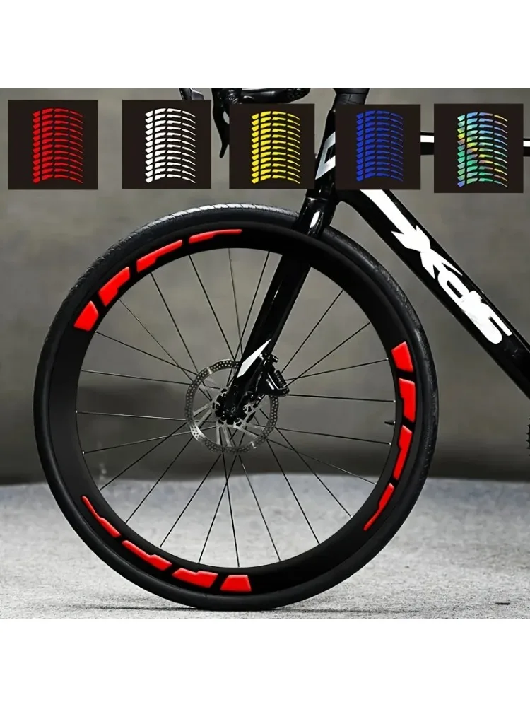 12 Stück/Set Rot Gelb Blau Weiß Holographische Fahrrad-Rad-Aufkleber Wasserdichte Vinyl-Sticker