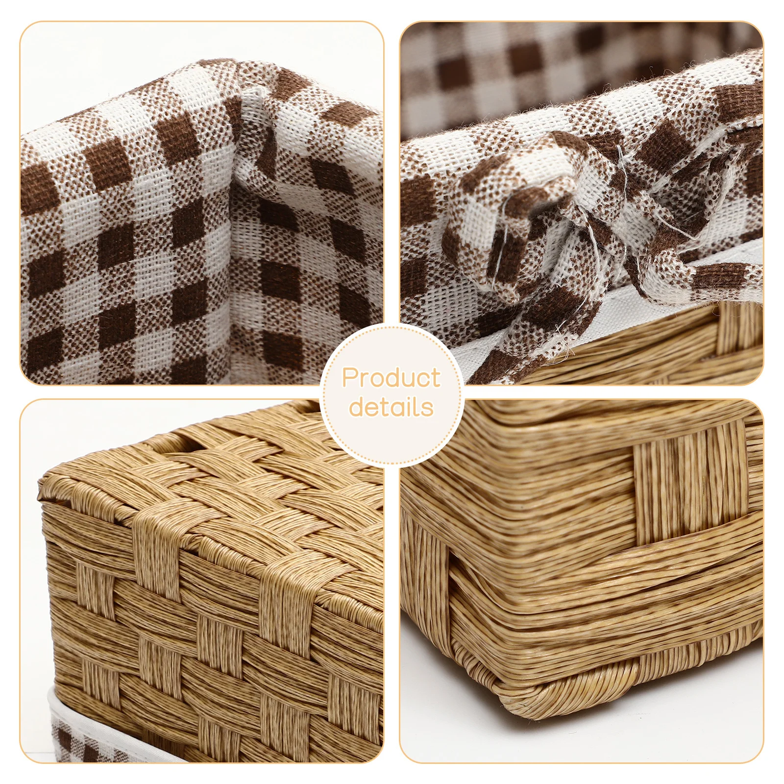 

3Pcs Woven Storage Basket Liner Desktop Organizer Sundries Container Multipurpose Storage Box Woven Basket