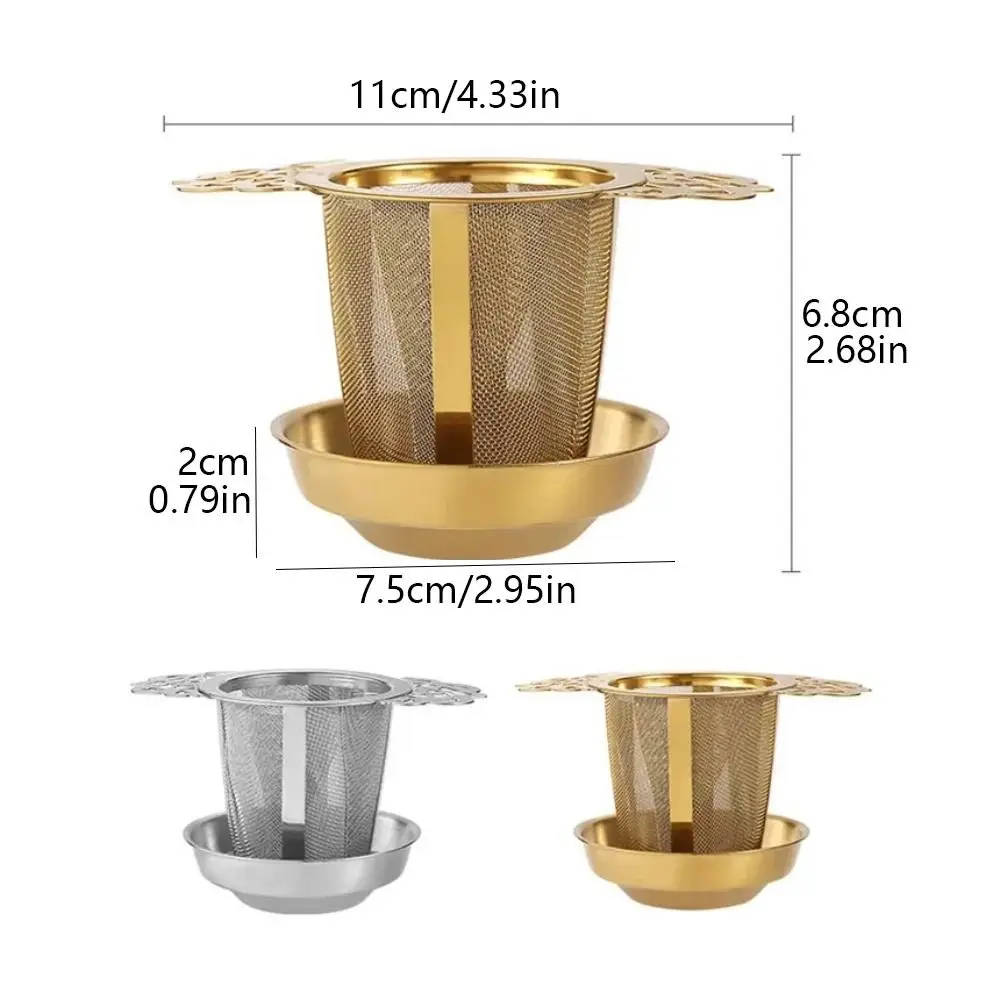 Double-layer Double Ear Tea Infuser Stainless Steel Fine Mesh Tea Strainers Lace Handles Large Capacity Coffee Filter Sieve