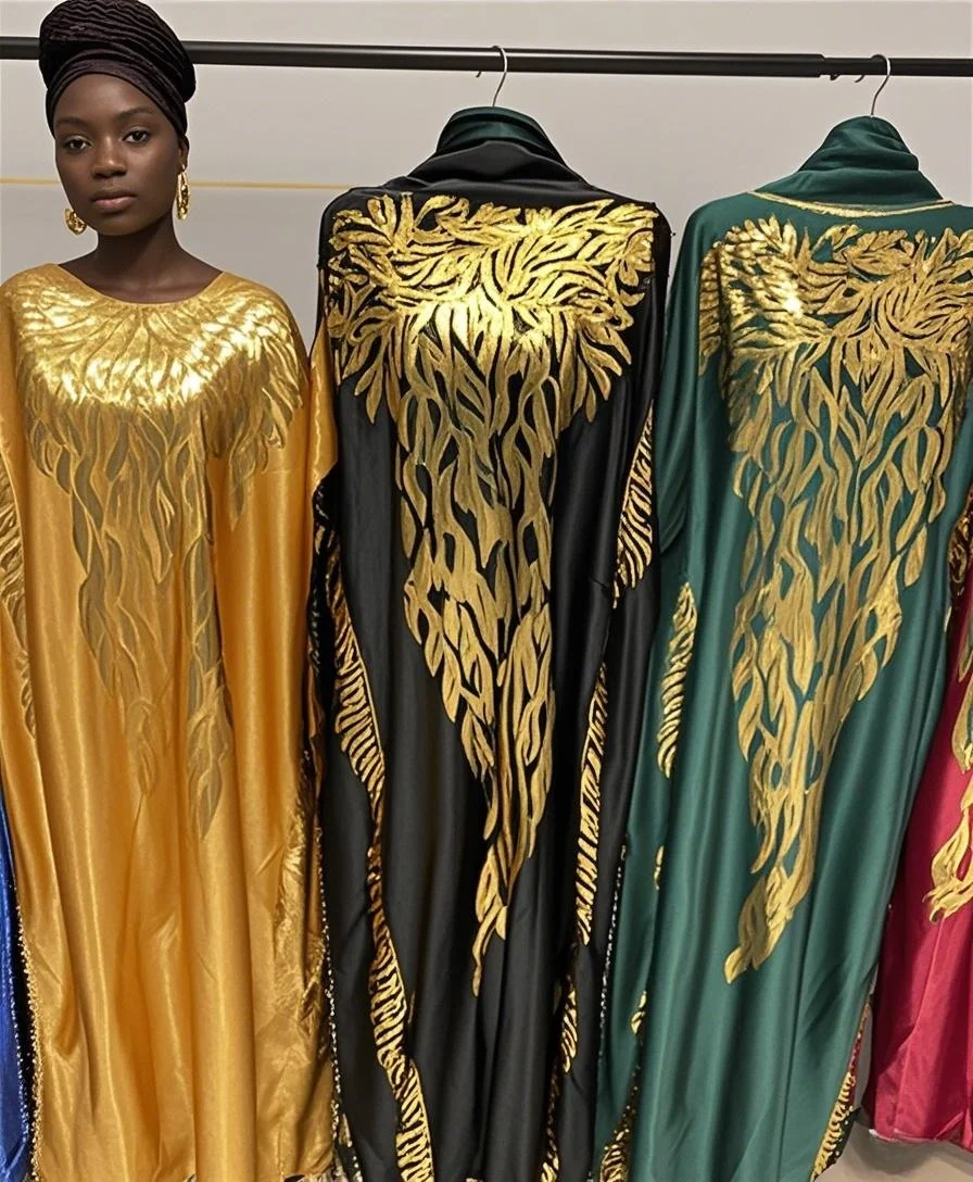 2025 جديد الملابس الأفريقية النساء فضفاضة ملونة لامعة القماش رداء كبير حجم الحرة فستان طويل عادية أفريقيا الصيف وشاح فساتين