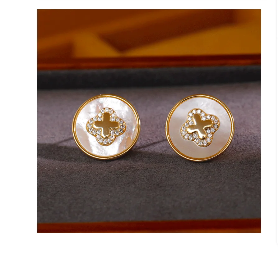 2025 الأمريكية الرائعة 925 الفضة إبرة الأم قذيفة RND الصليب تصميم ث/الزركون 18 كجم الذهب معبأ مجوهرات للنساء 2025 Hotsale