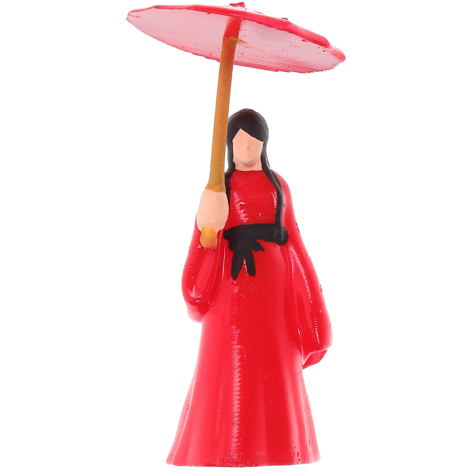 Mini Umbrella Girl Model Ancient Chinese Figurine Decorate Tabletop Resin Statue Garden Red Adornment