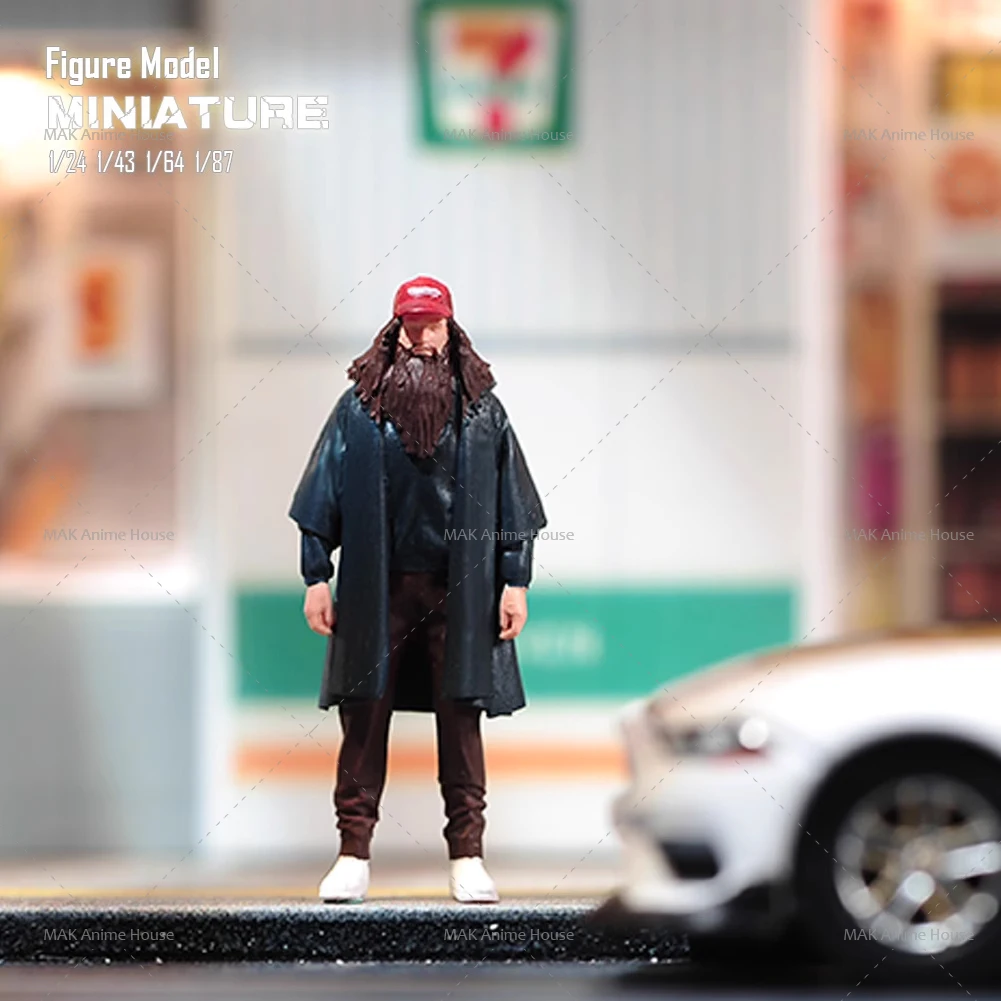 Miniatures 1/87 1/64 1/43 1/24 Bearded Legend Man Figure Doll Model Unpainted Creative Home Scene Decoration Car Toys