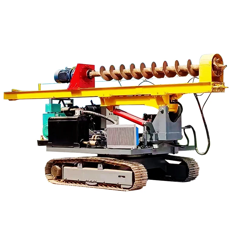Hydraulic Hammer Solar Pile Driving Machines Photovoltaic Auger Pile Driver With Long Auger Rod