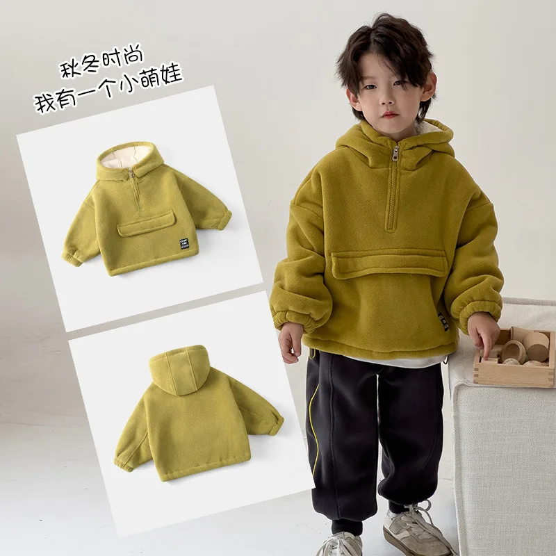 

Toddler Kids Fleece Jacket - Lightweight Warm Outerwear, Hooded or Stand Collar Options, Great for Seasonal Family Outfits
