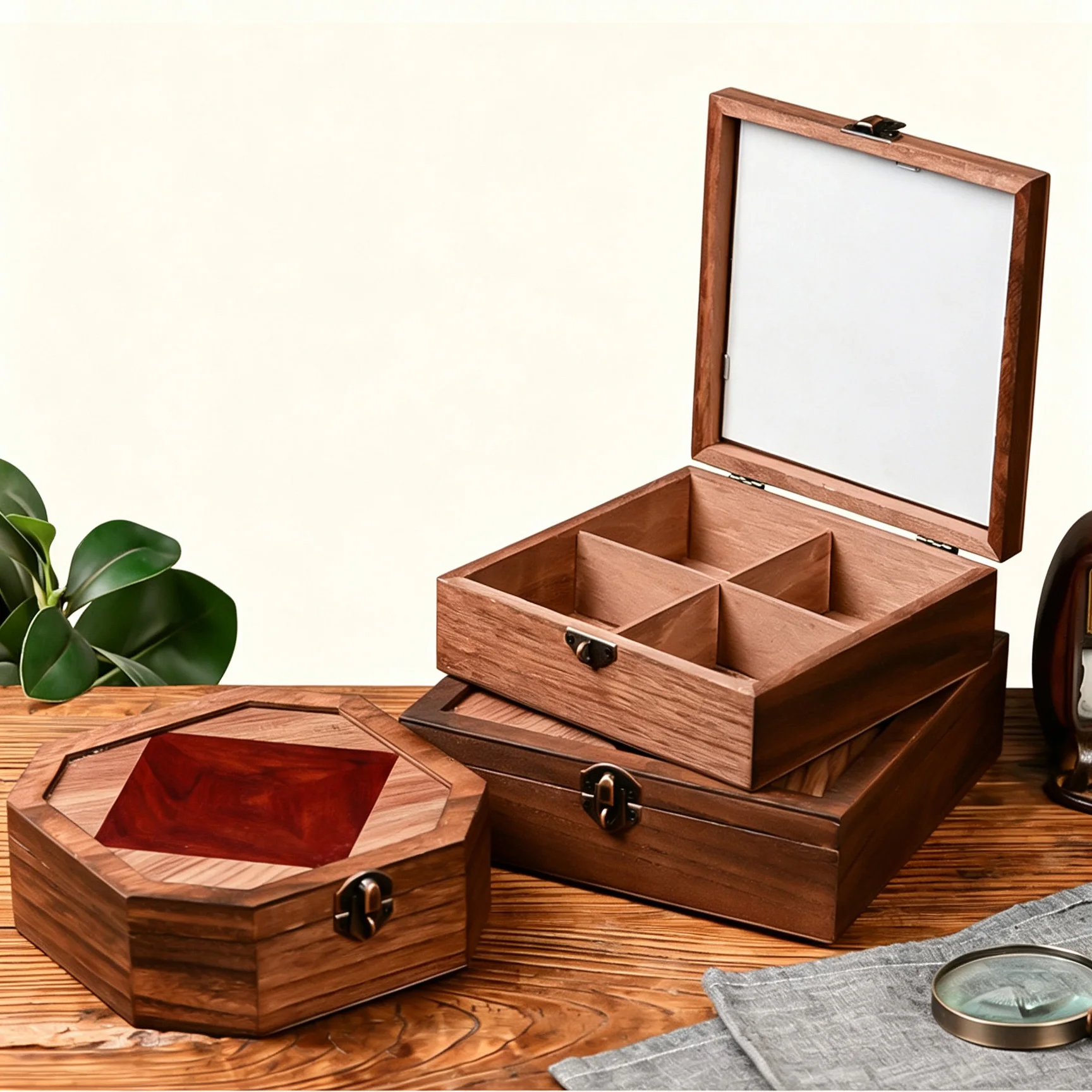 Wooden Storage Box, Embossed G - Token Tray Organizer 评论和价格