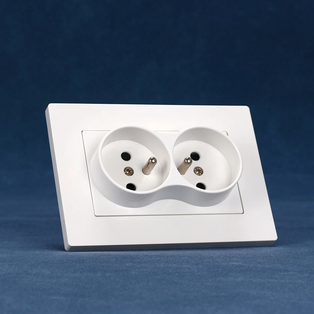 

European standard socket 86*86mm PC panel double French socket 16A wall socket 110-250V