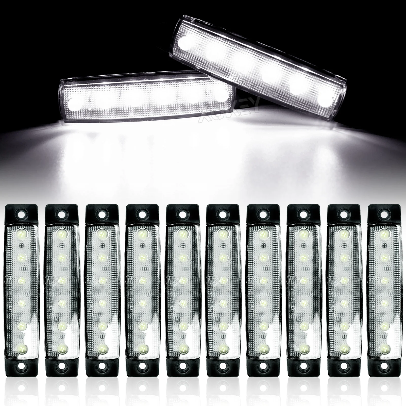 10Pcs White Waterproof Side Marker Light Indicator Signal LED For Trailer Truck Boat RV Camper Caravan Clearance UTE UTV RV Lamp