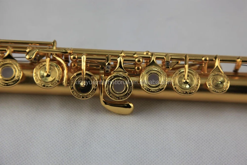 16 Holes Gold Plated Flute Key Button Hand Engravings