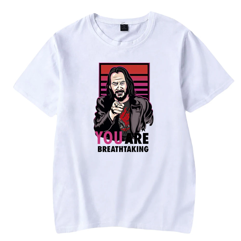 Camiseta Keanu Reeves Unisex, camisa de manga corta con cuello redondo, estilo informal, estrella Pop americana, ropa divertida