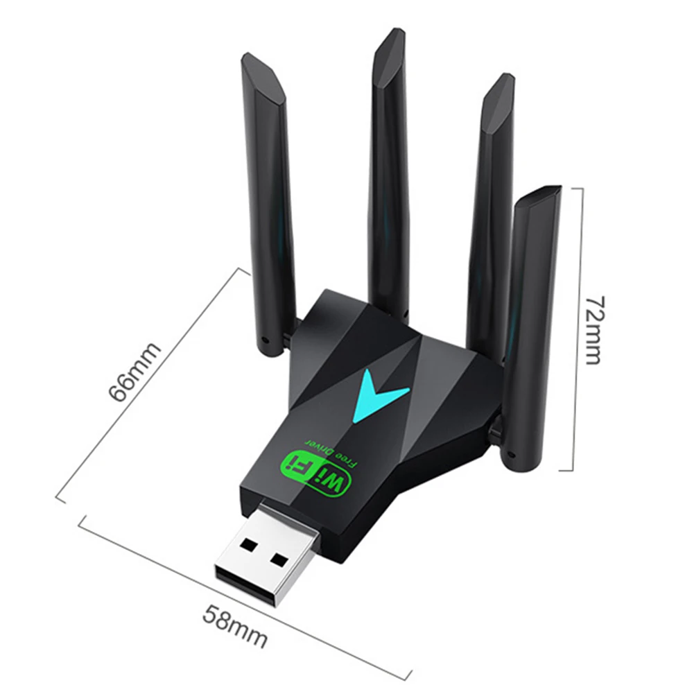 1300 Мбит/с Wi-Fi USB-адаптер двухдиапазонный 2,4/5,8 ГГц USB 3.0 Wi-Fi-ключ 4 антенны беспроводной приемник WiFi-адаптер для ПК/ноутбука