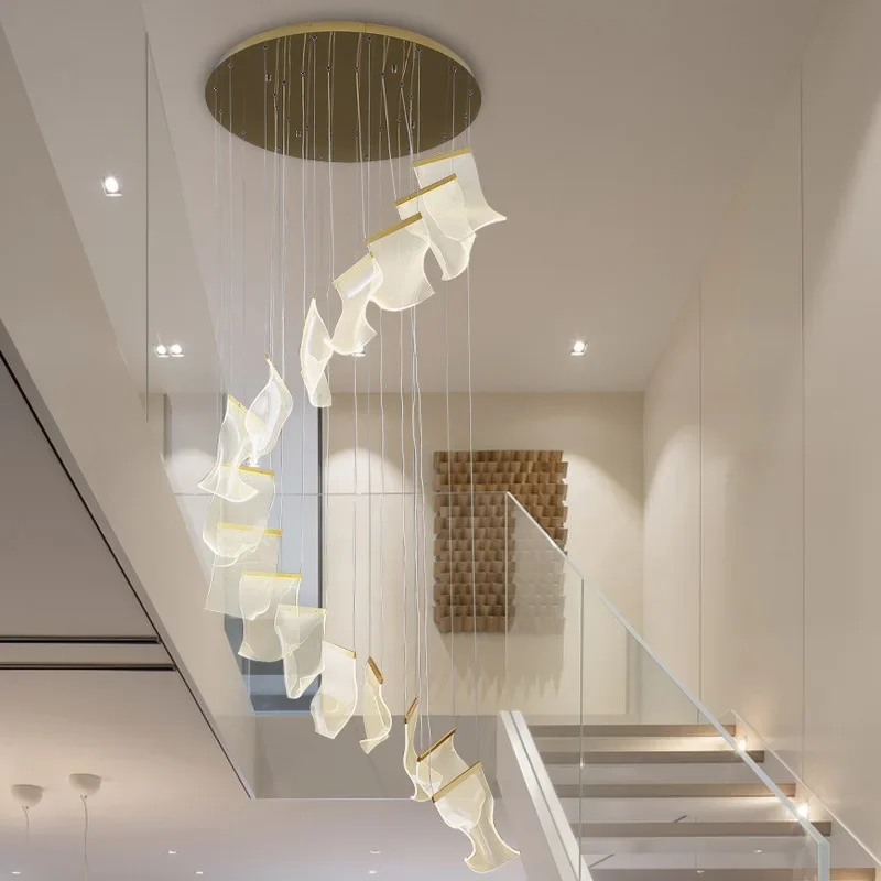 Imagem -03 - Moderno Simples Grande Led Lustre Luxurious Duplex Building Sala de Estar Criativa Villa Lâmpada Pingente Stair Dining Hall Iluminação