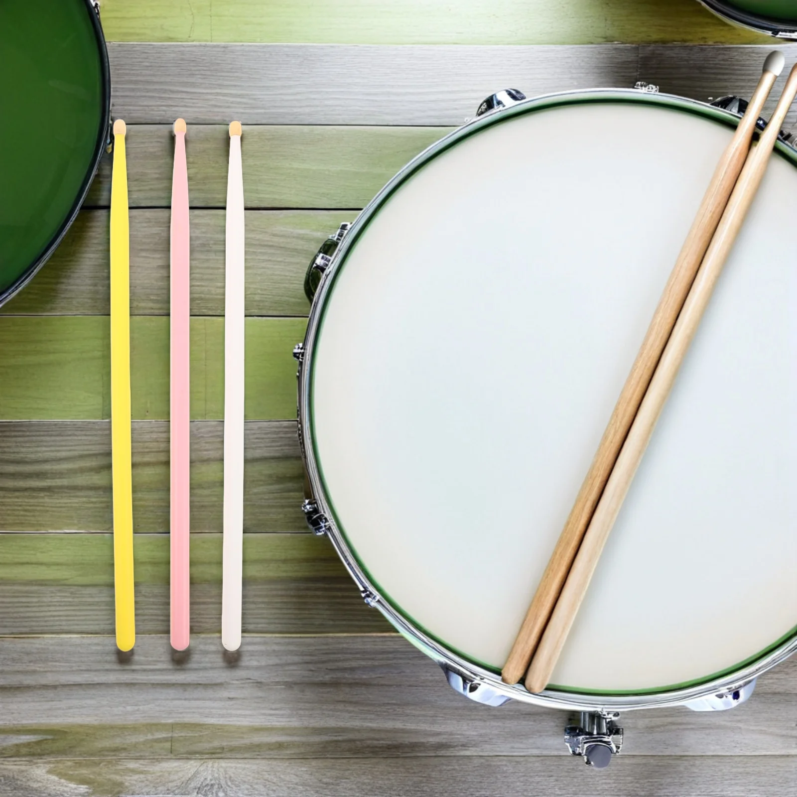 3Pairs Colored Maple Drumsticks 5a Pink White Yellow Percussion Tool Set for Drum Playing Rhythm Sessions Colored Drumsticks