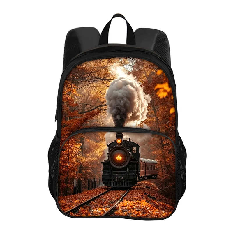 Train Round Front Bag Backpack Fashionable Large Capacity New Lightweight Printed Best Companion for Boys and Girls