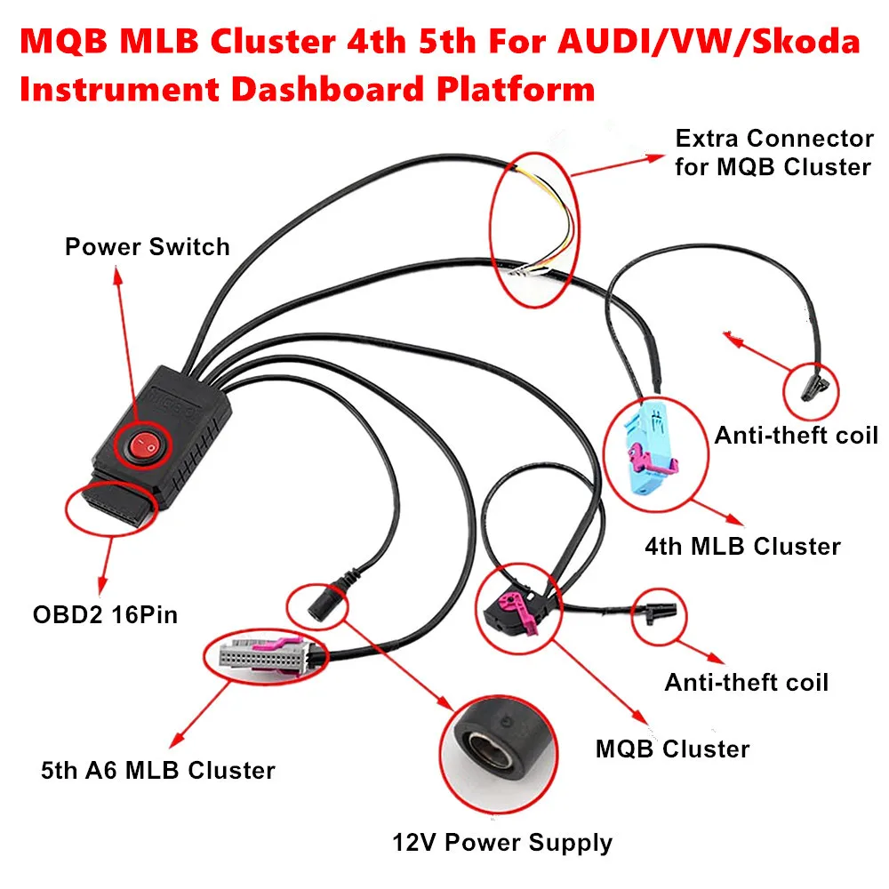 MQB Cluster 12V Power Cable 4th ID48 Key Program 5th Cluster MQB NEC35XX Cable MQB48 Instrument Cables Fit VVDI2 CGDI